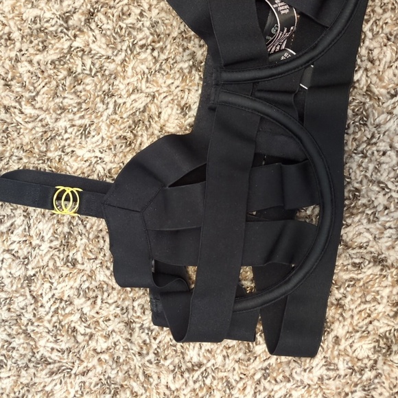 Victoria's Secret Luxe black balconette strappy bandage caged underwire bra - Picture 4 of 9